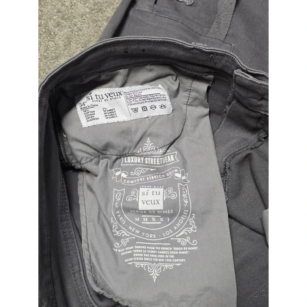 Si Tu Veux Serge De Nimes Men's Size 34 Smoke Gray Wax Stacked‎ Cargo Jeans